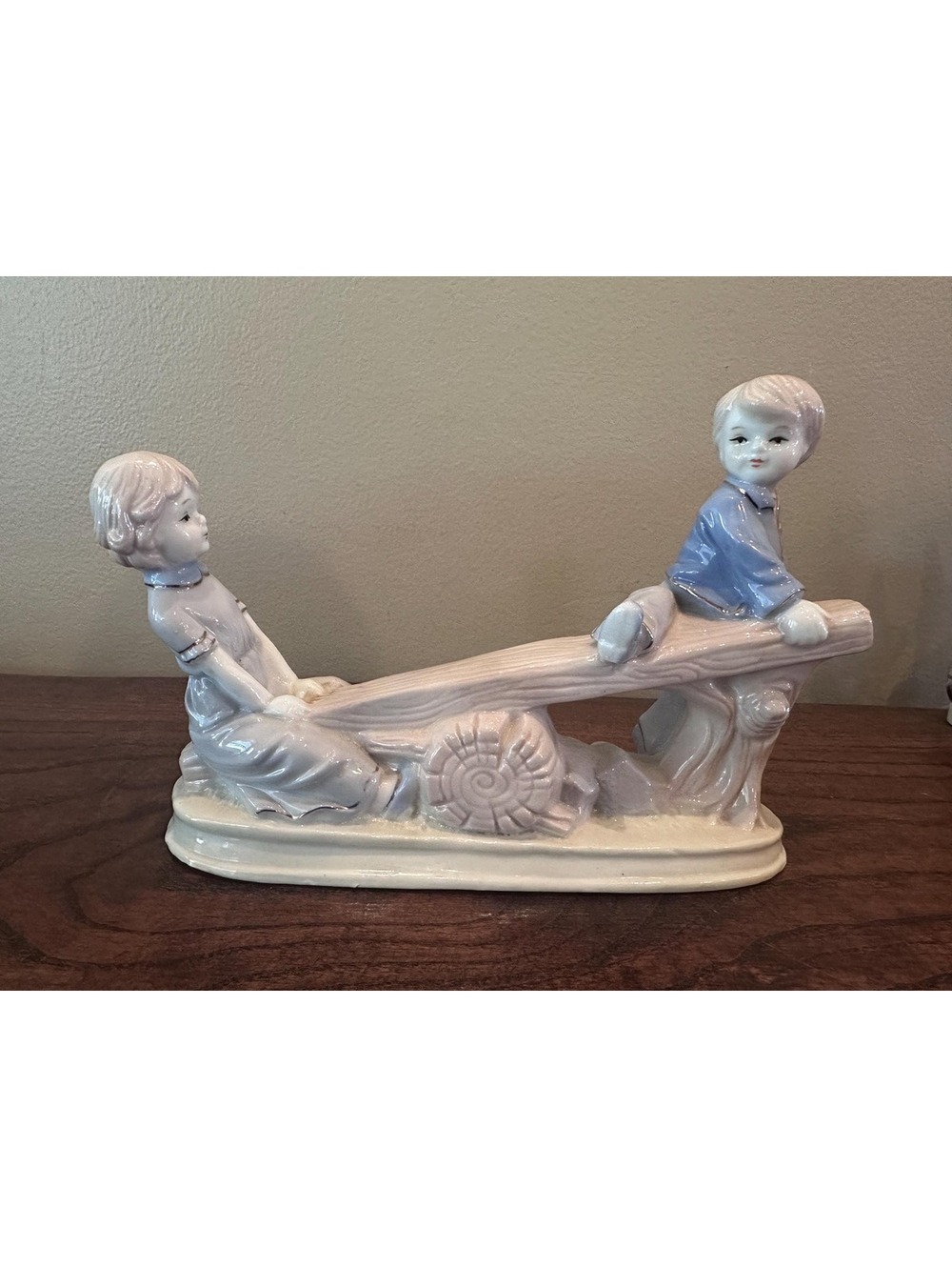 Vintage Children Playing Seesaw Porcelain Figurine